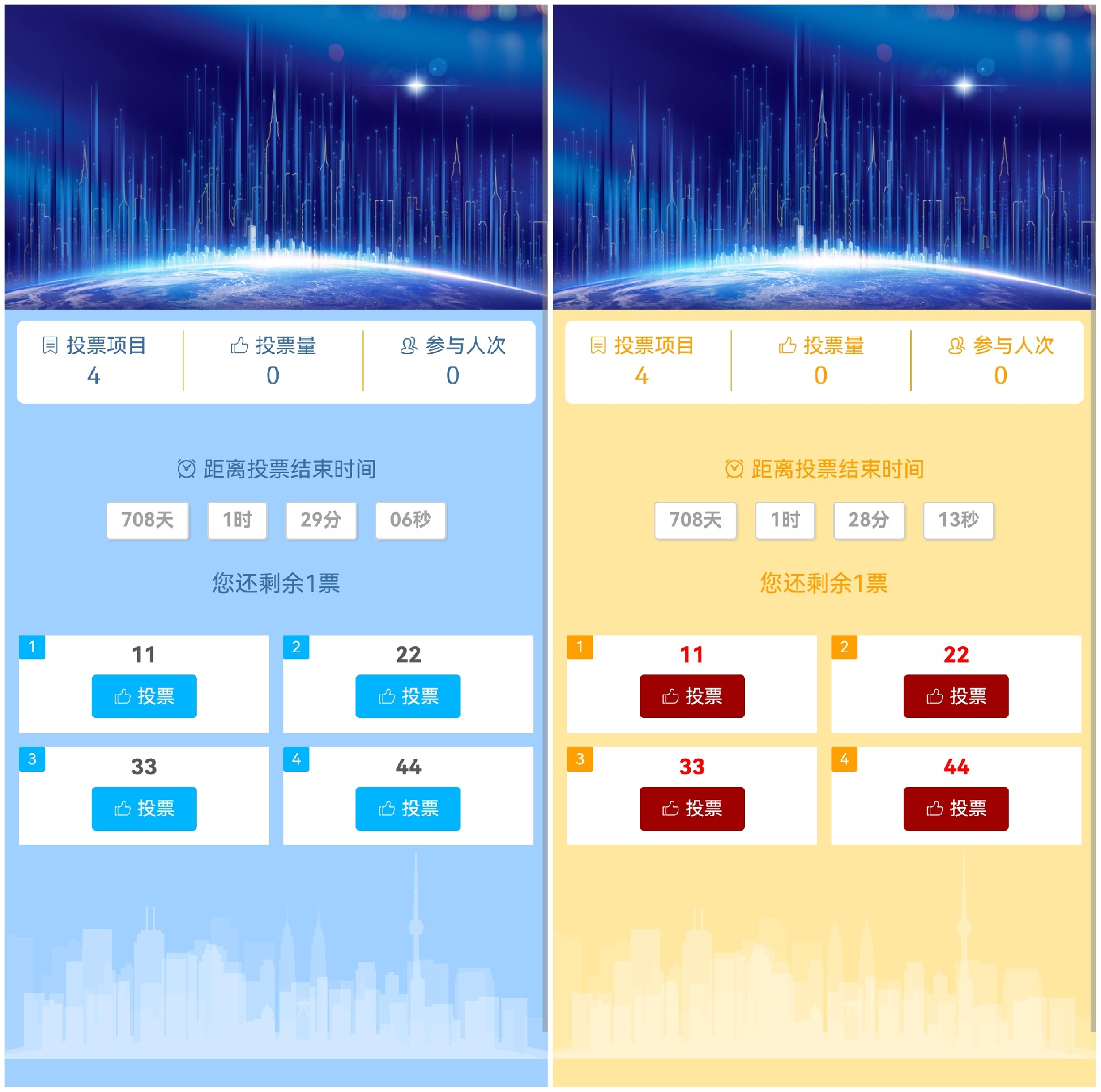 云互動(dòng)現(xiàn)場(chǎng)實(shí)時(shí)投票功能微信頁(yè)面新增自定義投票項(xiàng)目名稱、角標(biāo)背景以及投票按鈕顏色